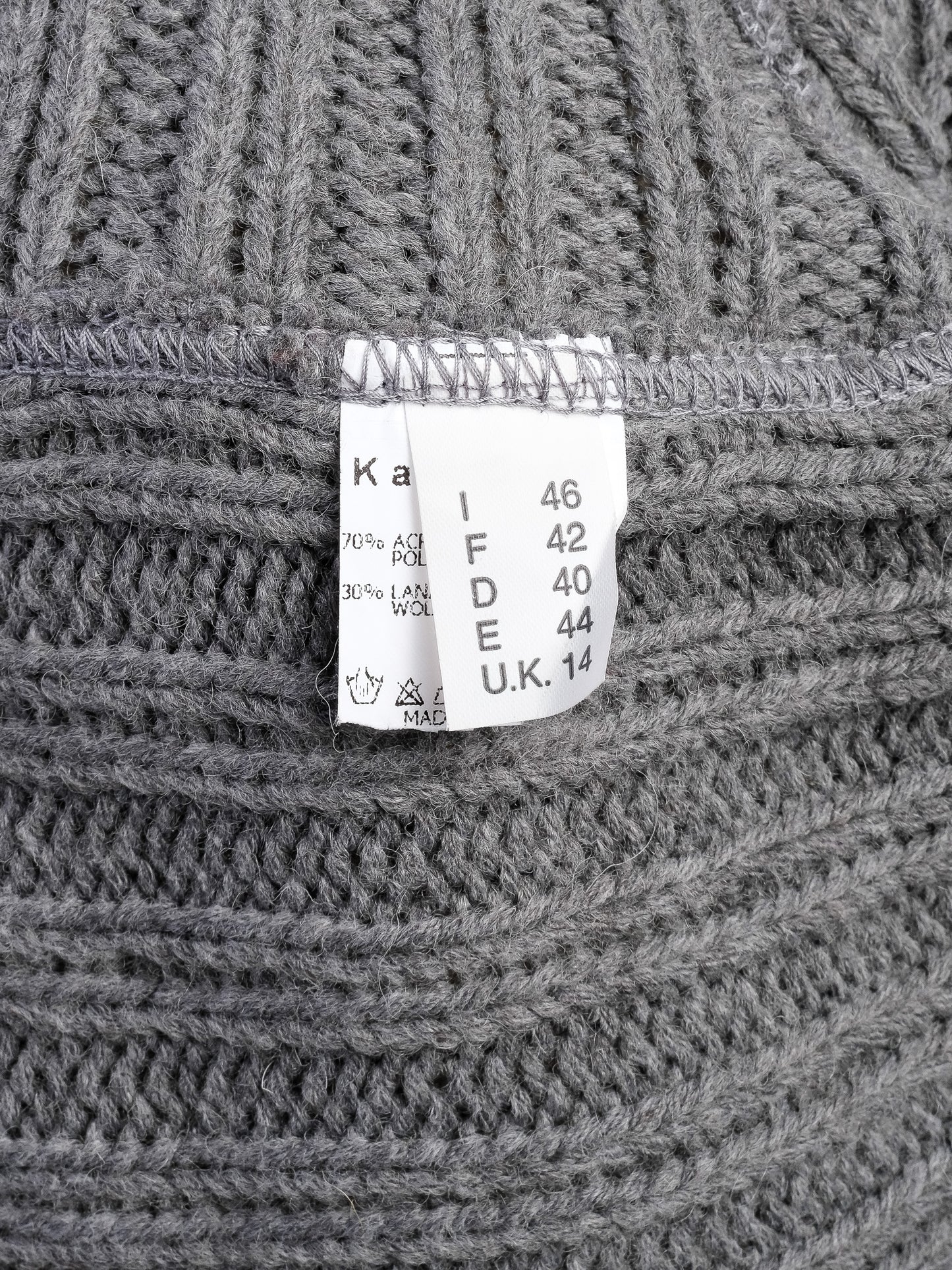 excellent kali orea gray wool sweater with fur collar size m