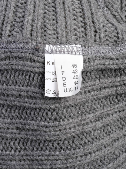 Excellent Kali Orea Gray Wool Sweater with Fur Collar Size M