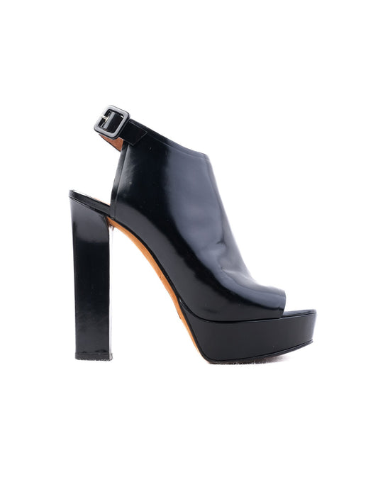 Givenchy Black Leather High-Heeled Platform Shoes Size 37
