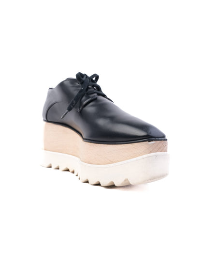 Excellent Stella McCartney Black Leather Platform Shoes Size 36.5