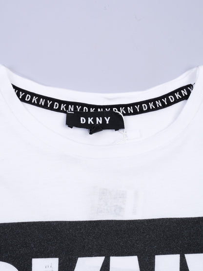 Excellent DKNY White Cotton T-Shirt Size 8 for Kids