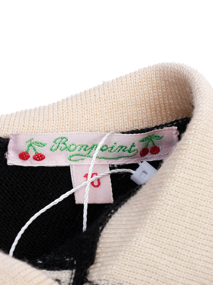 Excellent Bonpoint Black Wool Sweater with Beige Accents, Size 10