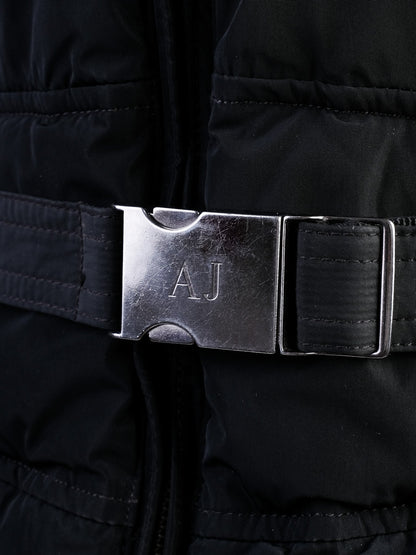Excellent Armani Jeans Black Puffy Jacket Size S with Belt