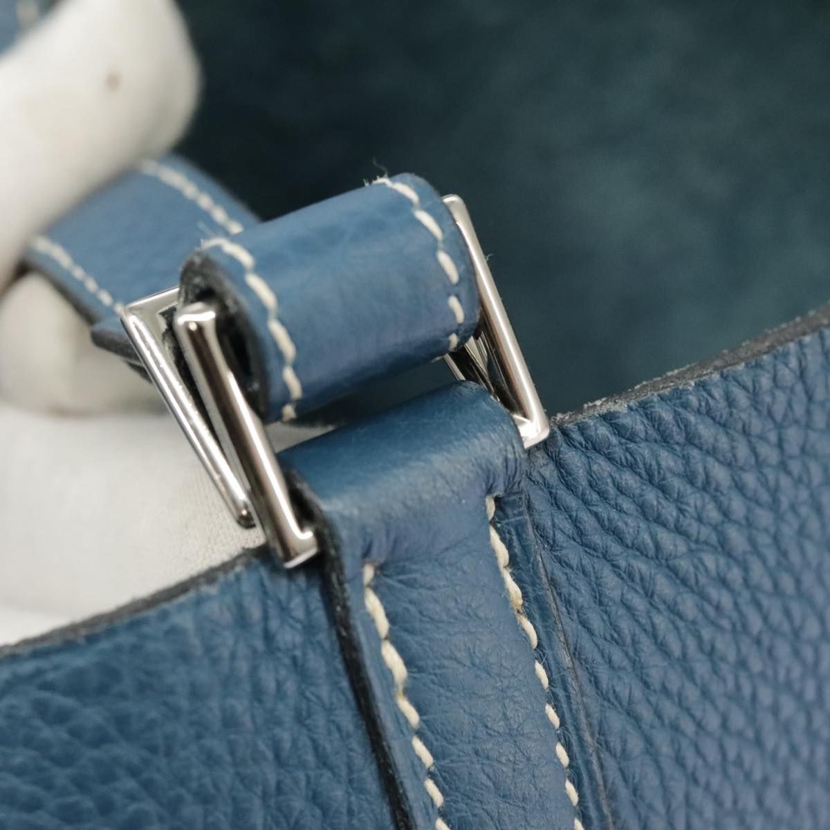 Hermes Picotan Pm Hand Bag Taurillon Clemence Blue Auth