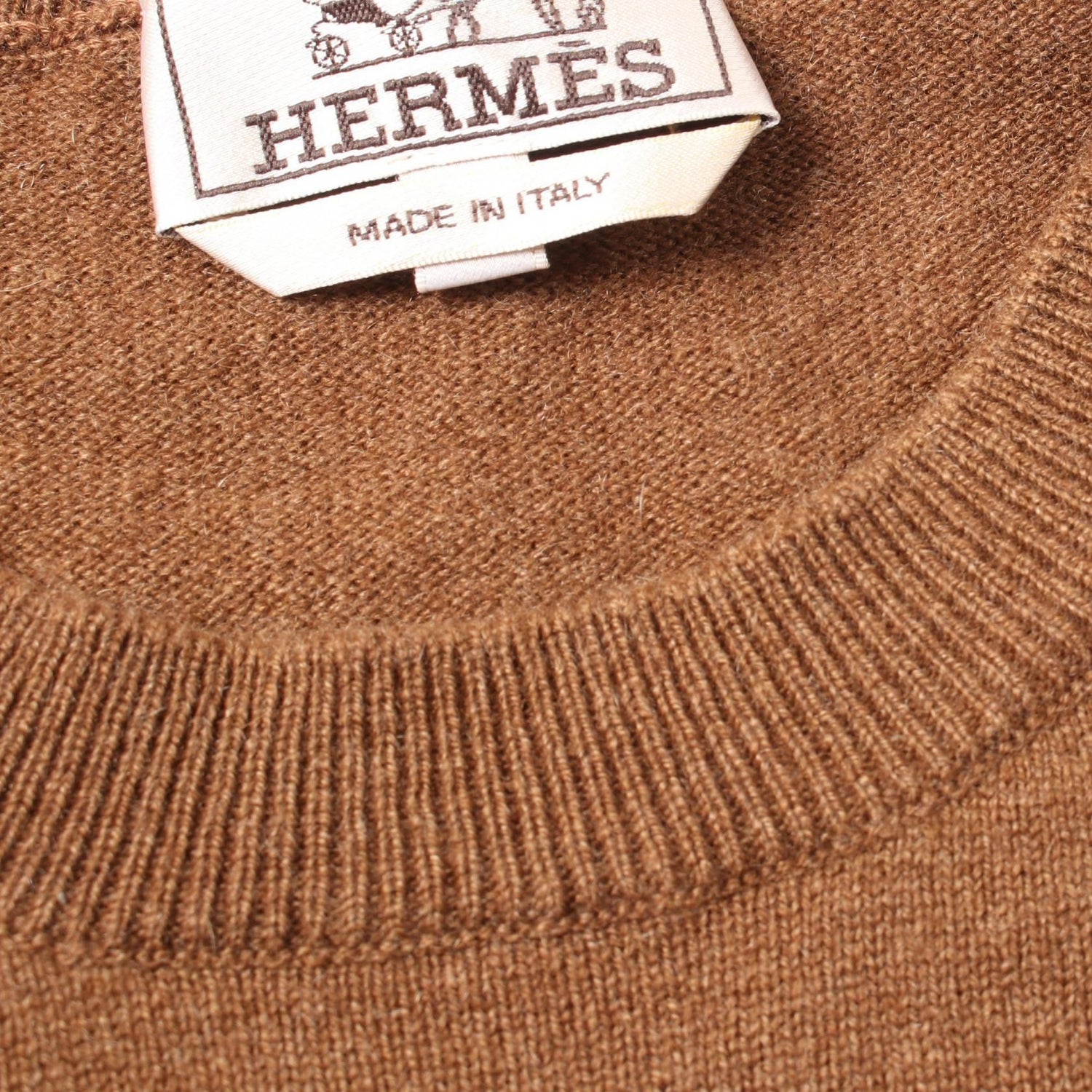 Hermes Velky Lov Knitwear Sweater Cashmere Brown Mens S