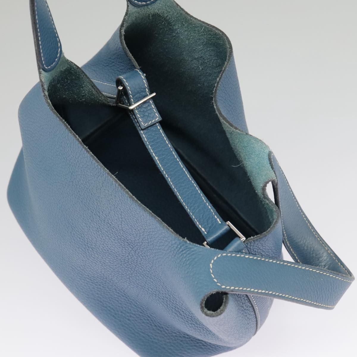 Hermes Picotan Pm Hand Bag Taurillon Clemence Blue Auth