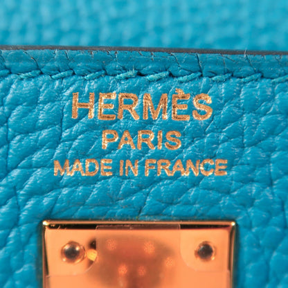 Hermes Togo Leather Kelly 25 Gold Hand-turned Shoulder And Back Bag Bleu Zanzibar 2way Shoulder Bag Blue Zanzibar Blue B