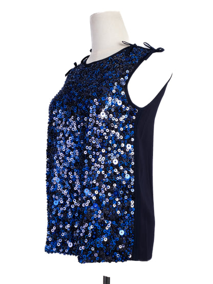 Sportmax Sequined Sleeveless Top Blue XS Excellent Condition