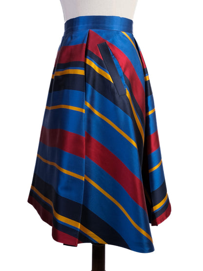 Excellent MaxCo Silk Flared Skirt XS Vibrant Stripes Combined Colors