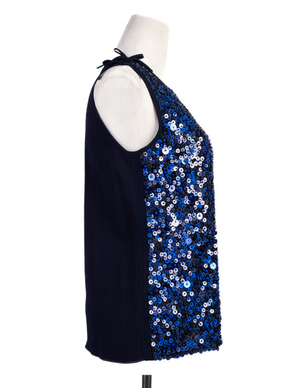 Sportmax Sequined Sleeveless Top Blue XS Excellent Condition