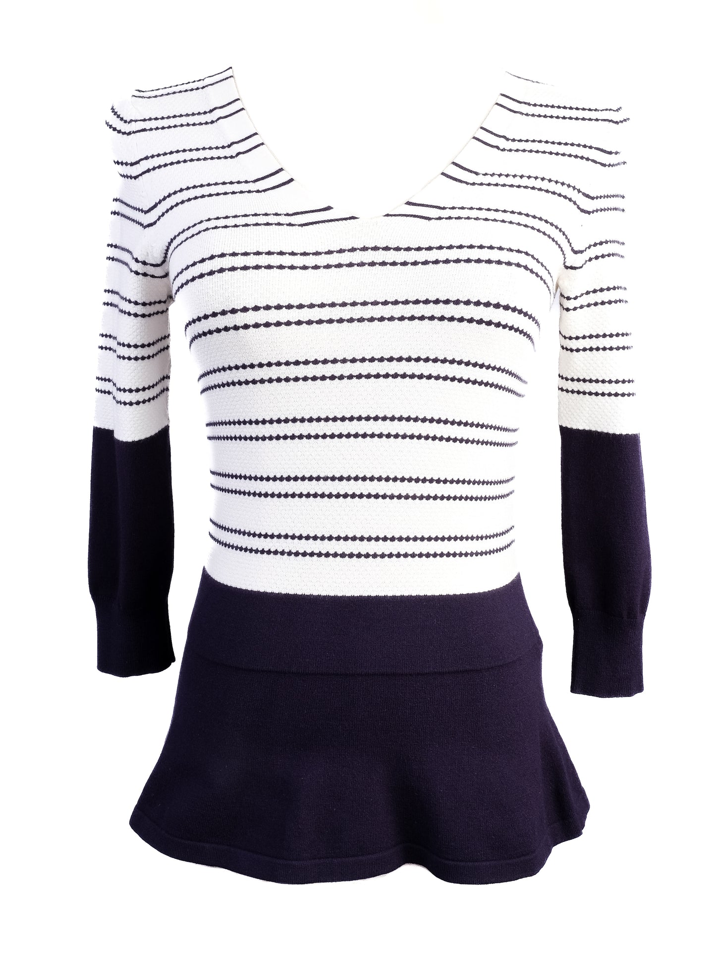 excellent karen millen women's striped sweater v-neck size 2
