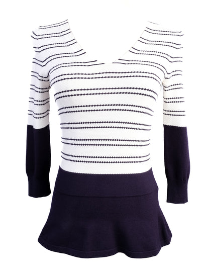 Excellent Karen Millen Women's Striped Sweater V-Neck Size 2
