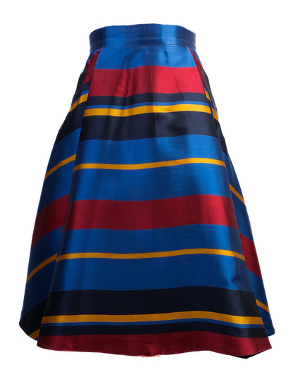 Excellent MaxCo Silk Flared Skirt XS Vibrant Stripes Combined Colors