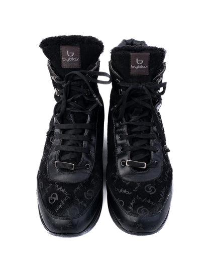 Excellent Byblos Black Leather High-Top Sneakers Size 38
