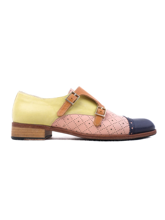 Excellent Pertini Monk Strap Leather Shoes Combined Color Size 37
