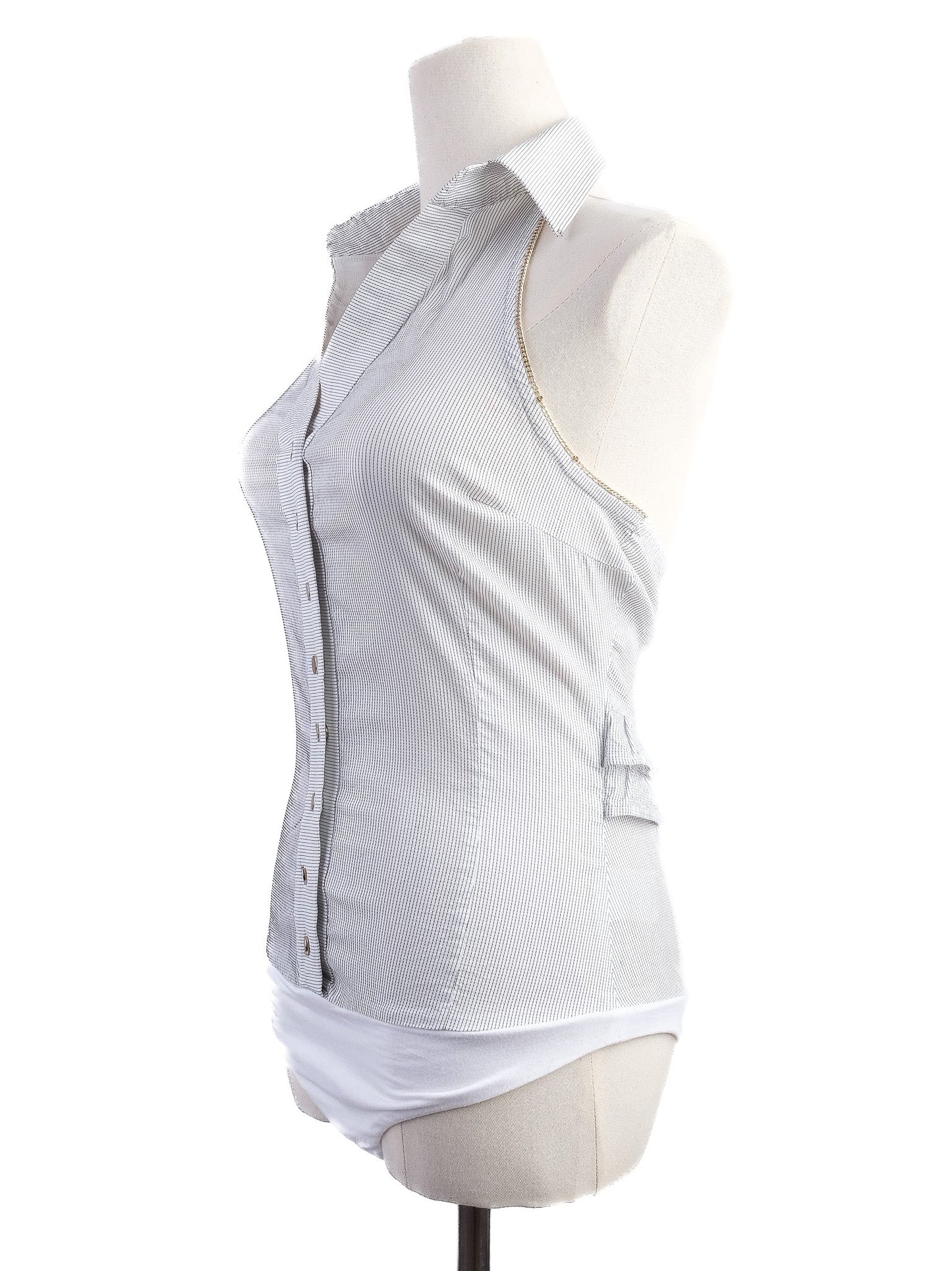 excellent elisabetta franchi white sleeveless blouse size 42