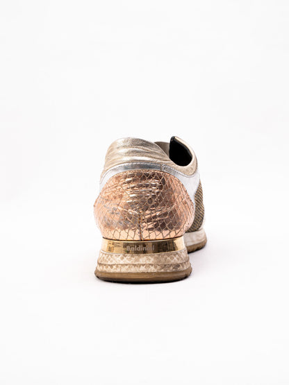 Good Baldinini Stylish Combined Textile Sneakers in Metallic Colors