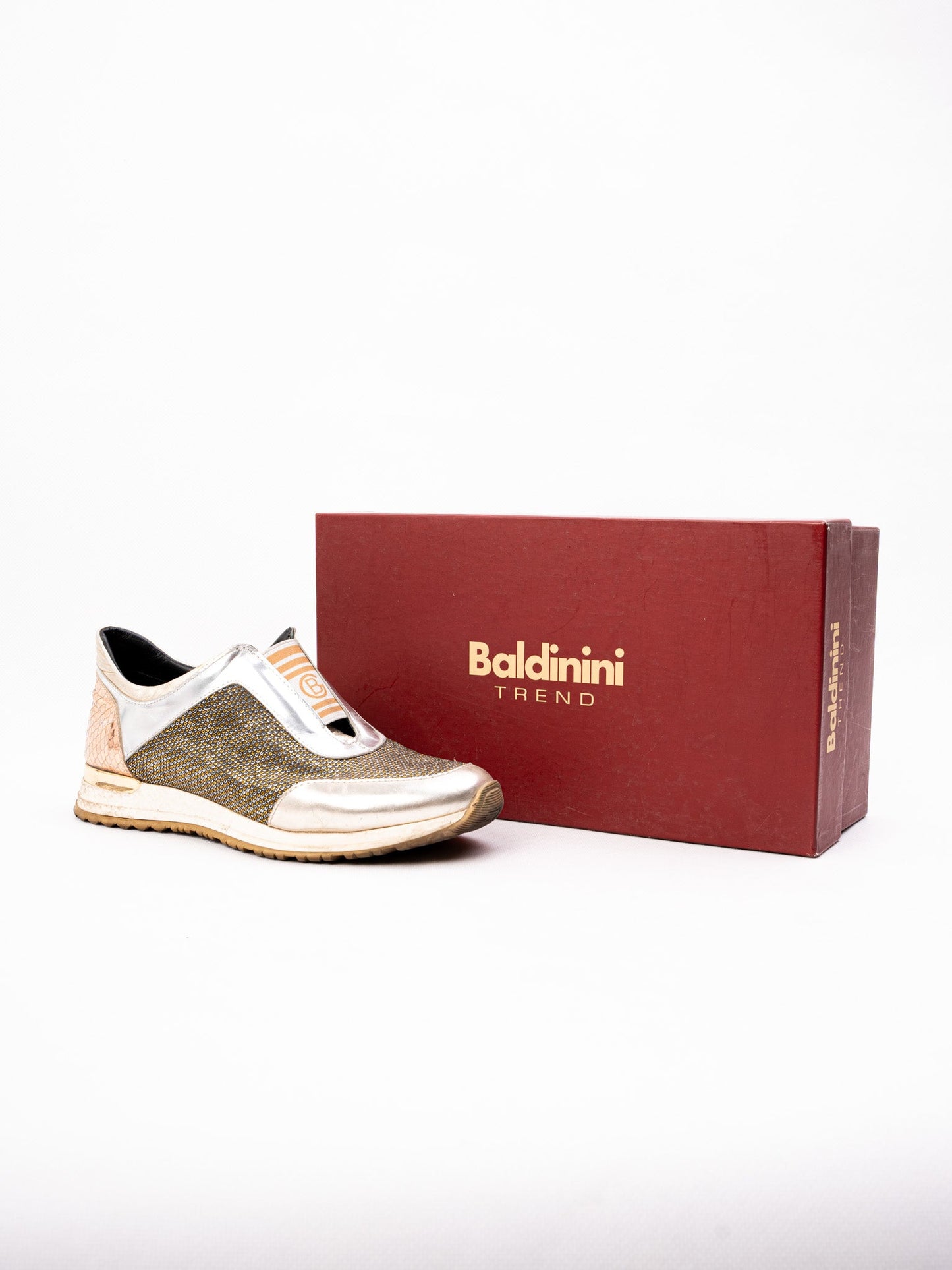 good baldinini stylish combined textile sneakers in metallic colors