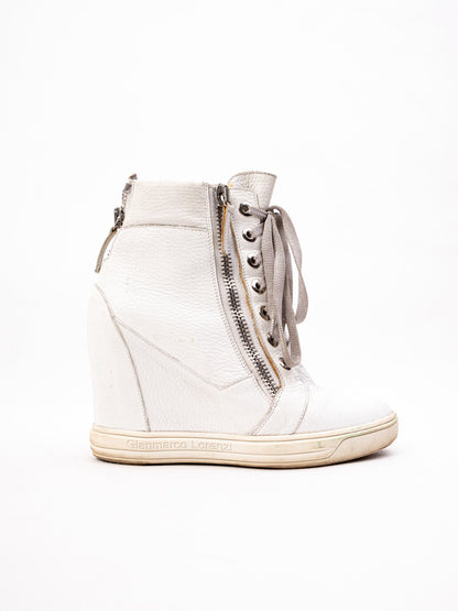 Average Condition Gianmarco Lorenzi White Leather High-Top Sneakers 36