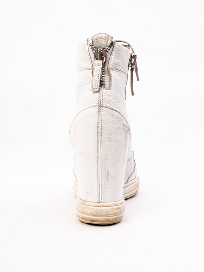 Average Condition Gianmarco Lorenzi White Leather High-Top Sneakers 36