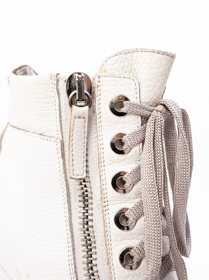 Average Condition Gianmarco Lorenzi White Leather High-Top Sneakers 36