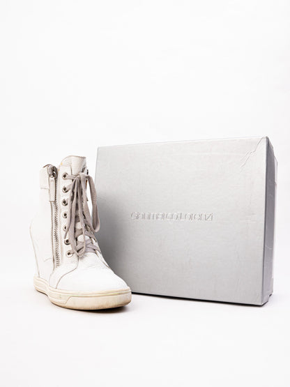 Average Condition Gianmarco Lorenzi White Leather High-Top Sneakers 36