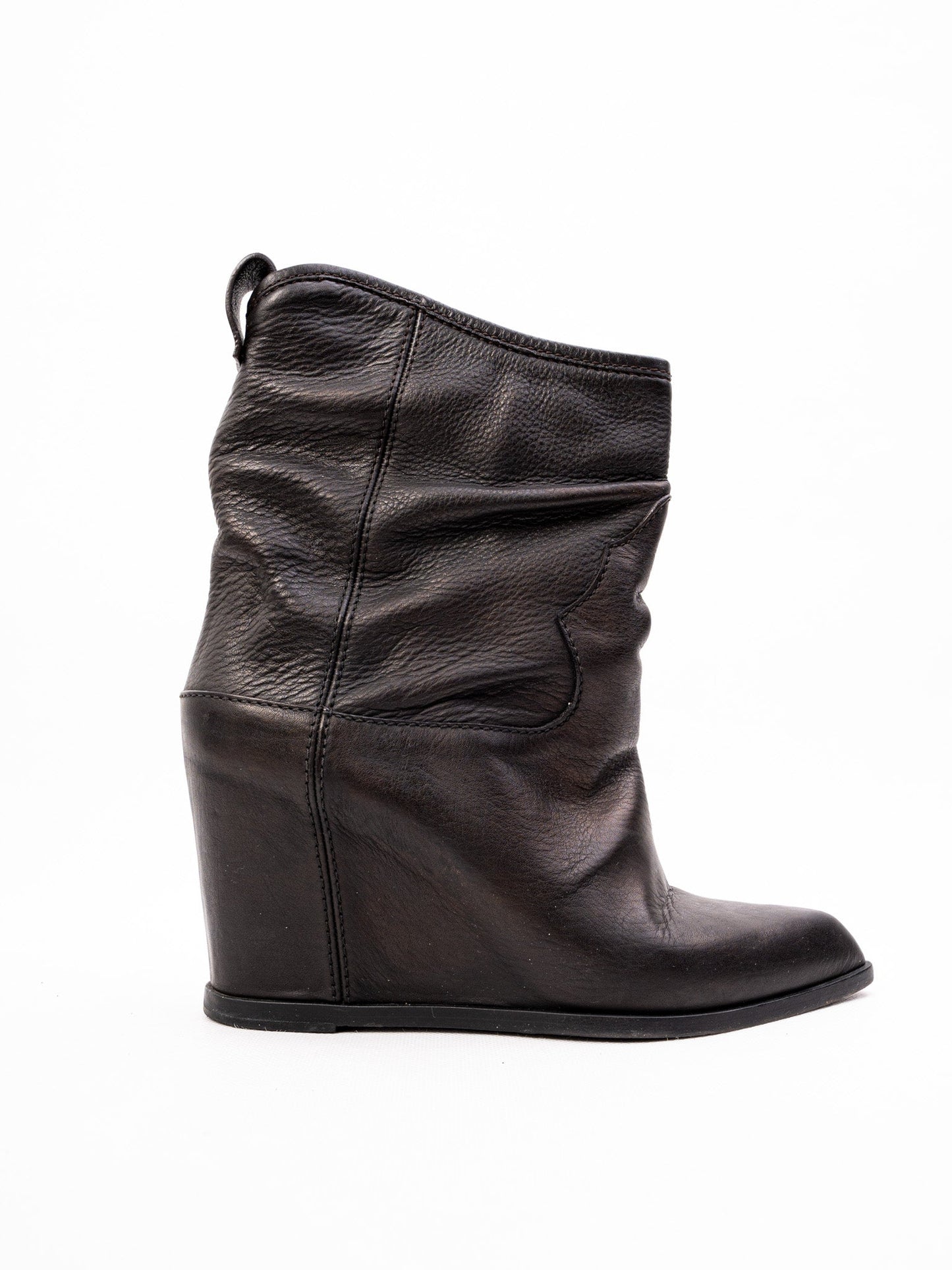 excellent gianmarco lorenzi black leather wedge ankle boots