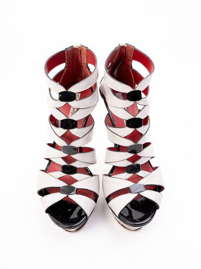 Good Greymer High-Heeled Platform Shoes Leather Size 36