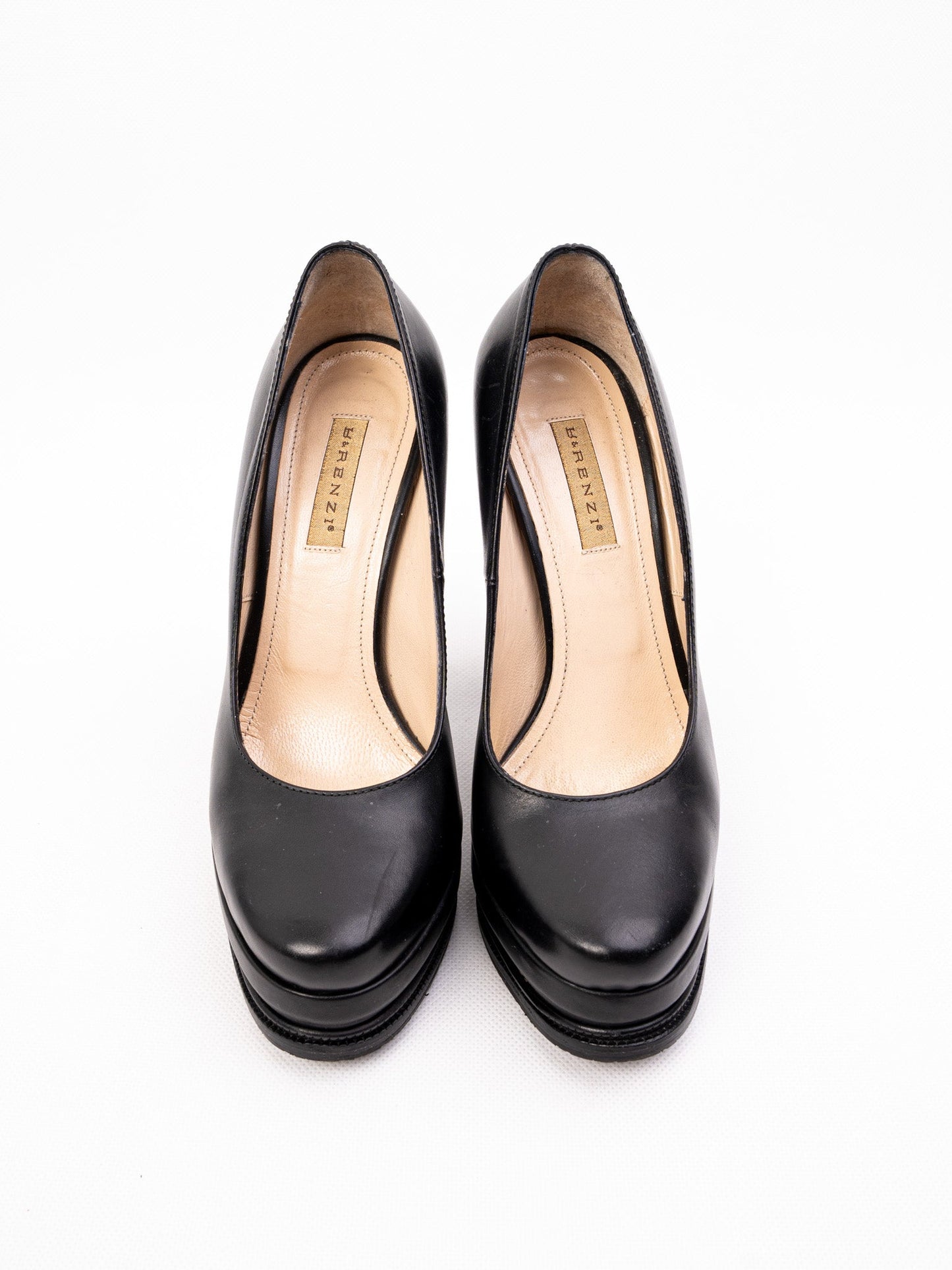 perfect r&renzi black leather high-heeled shoes size 36