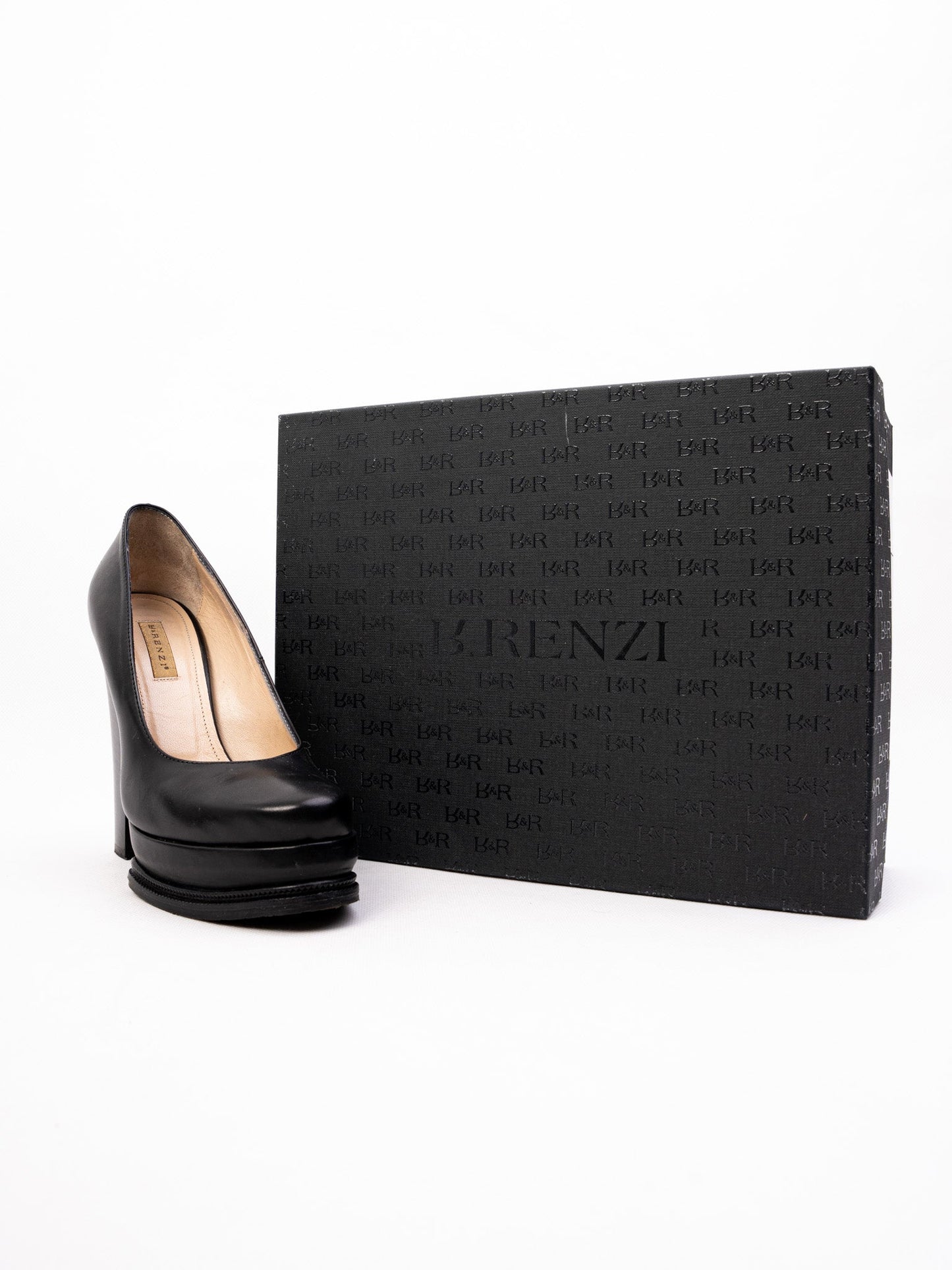 perfect r&renzi black leather high-heeled shoes size 36