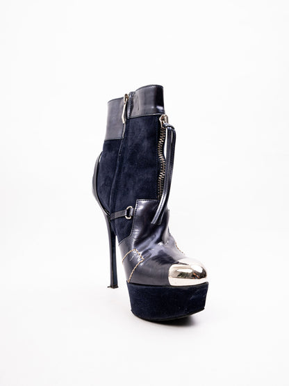 Excellent Gianmarco Lorenzi High-Heeled Leather Ankle Boots Size 36