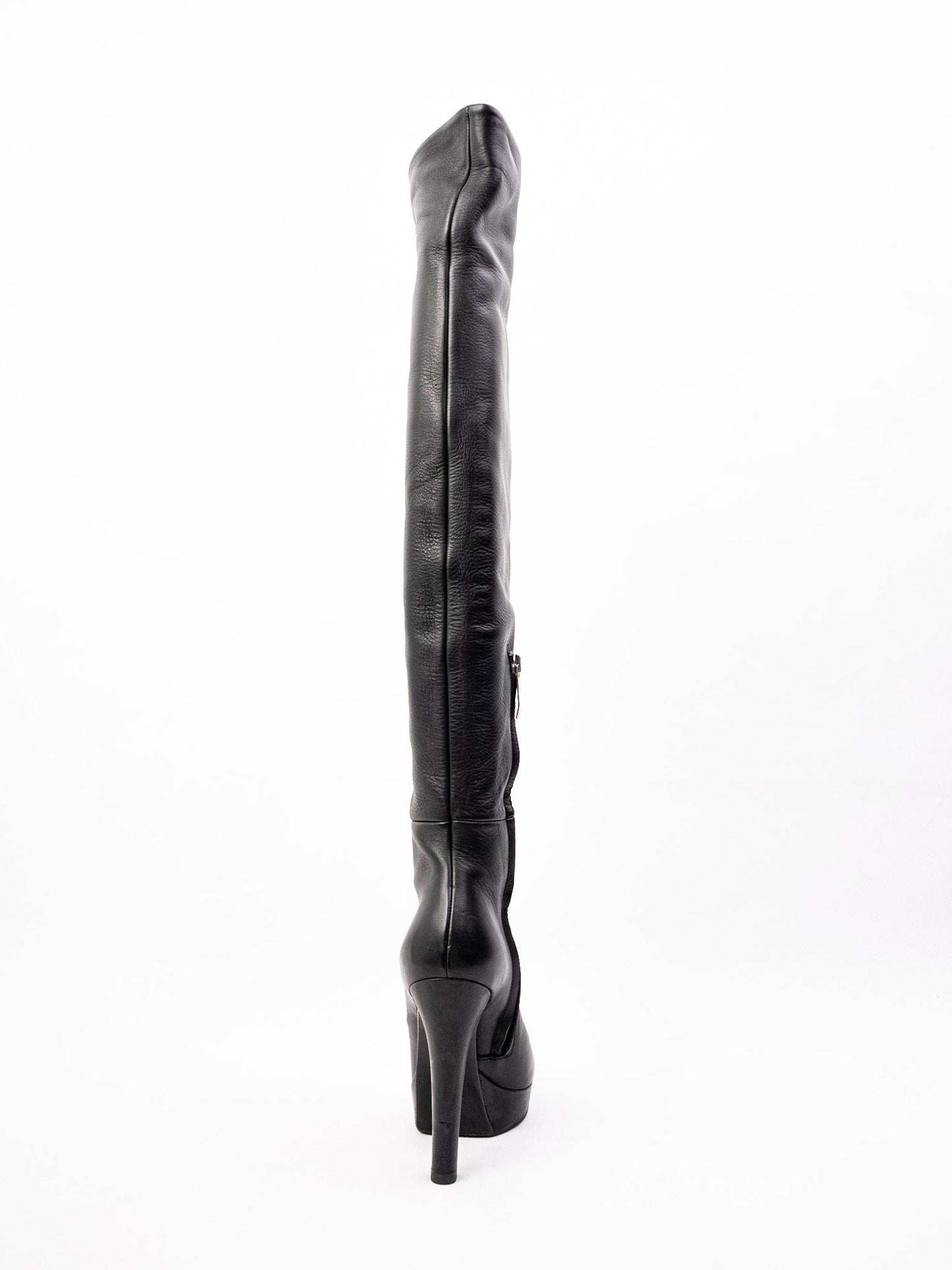 excellent gianmarco lorenzi black leather over-the-knee boots size 36