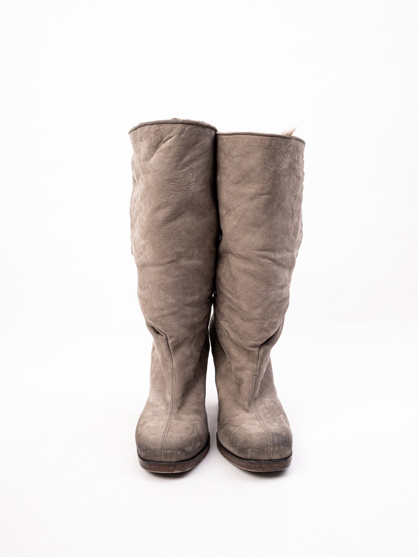 perfect vic matie gray leather high-heeled boots size 37