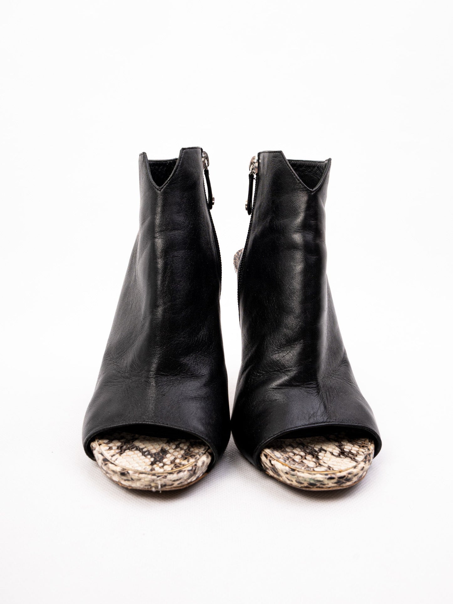 excellent ballin black leather high-heeled peep-toe shoes size 37