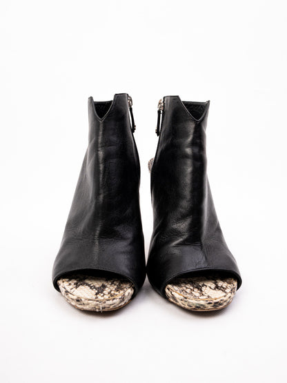 Excellent Ballin Black Leather High-Heeled Peep-Toe Shoes Size 37