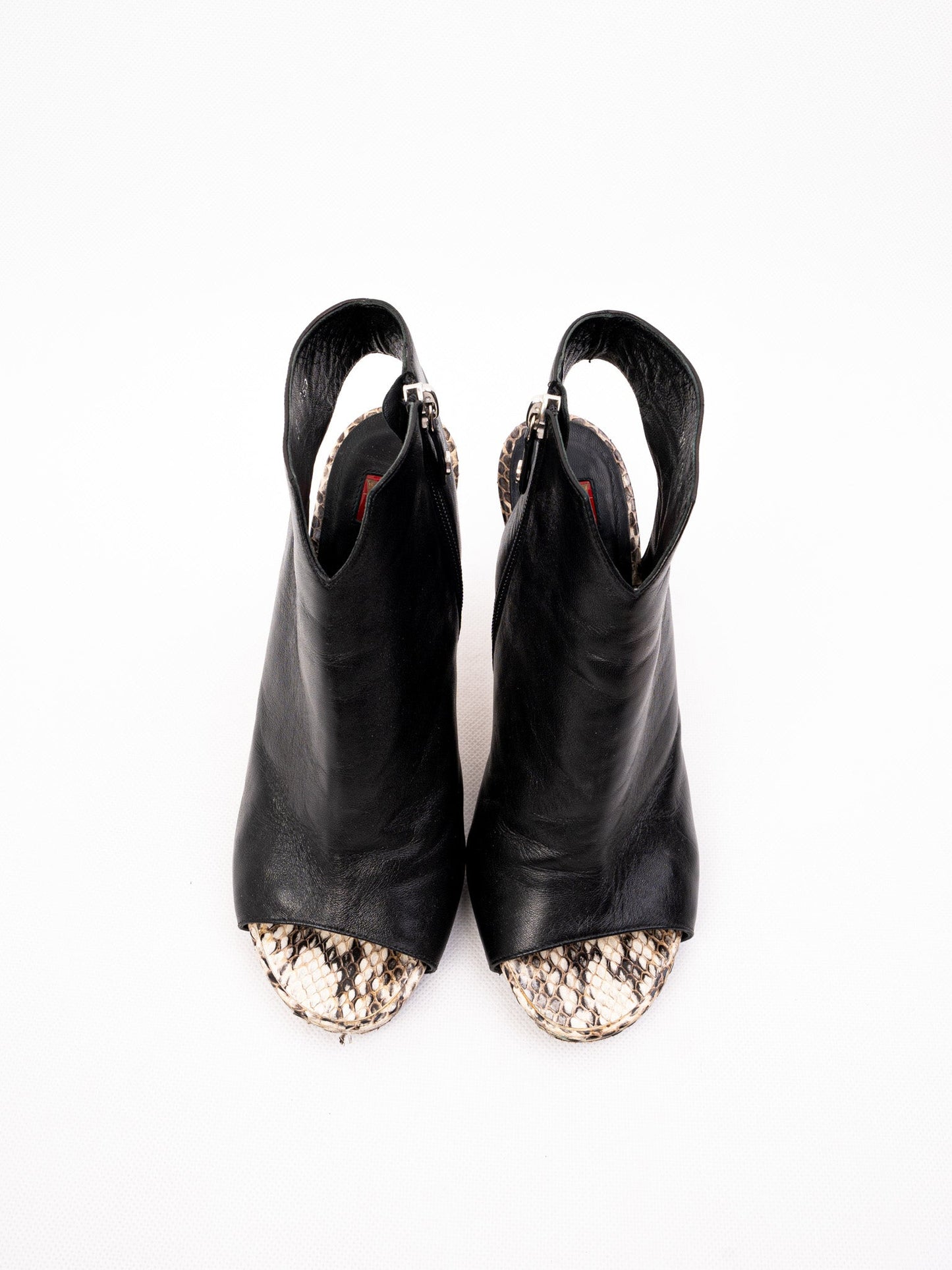 excellent ballin black leather high-heeled peep-toe shoes size 37