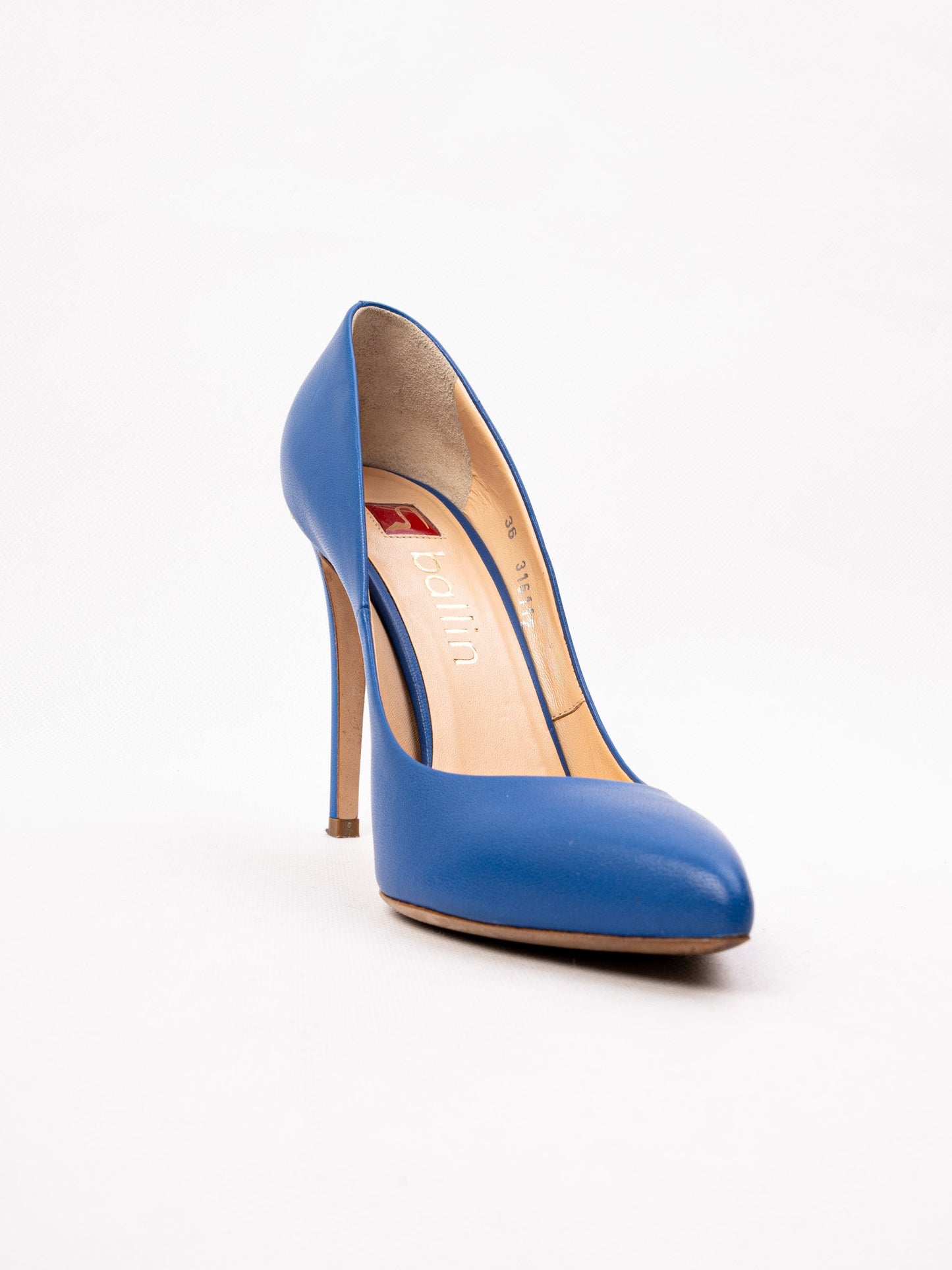 excellent ballin blue leather high-heeled pumps size 36