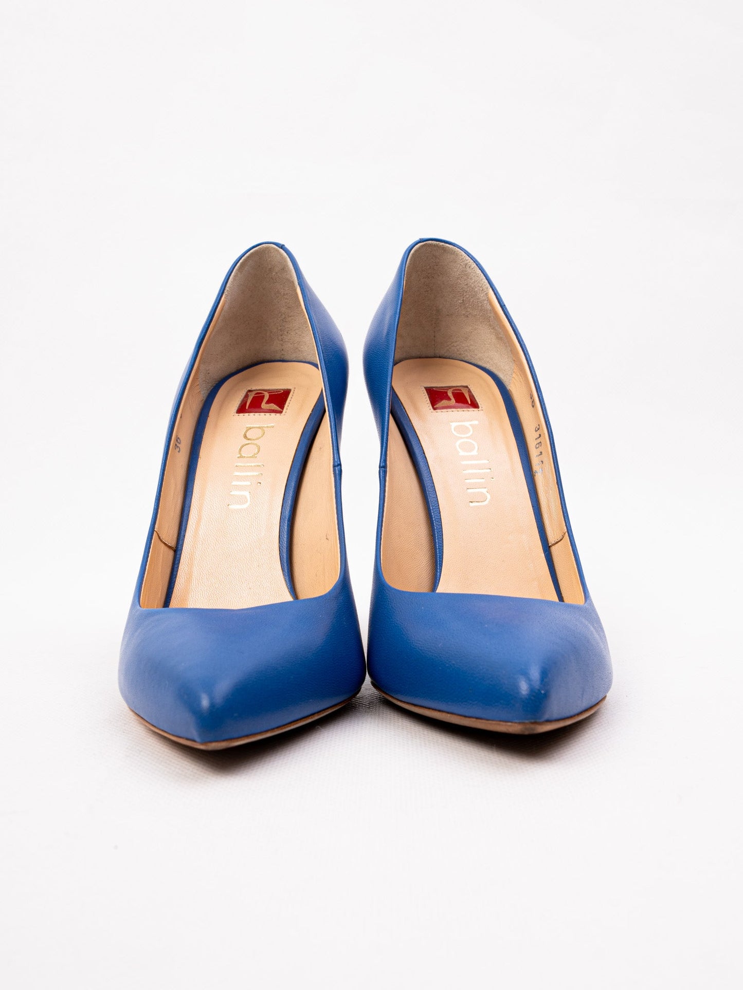excellent ballin blue leather high-heeled pumps size 36