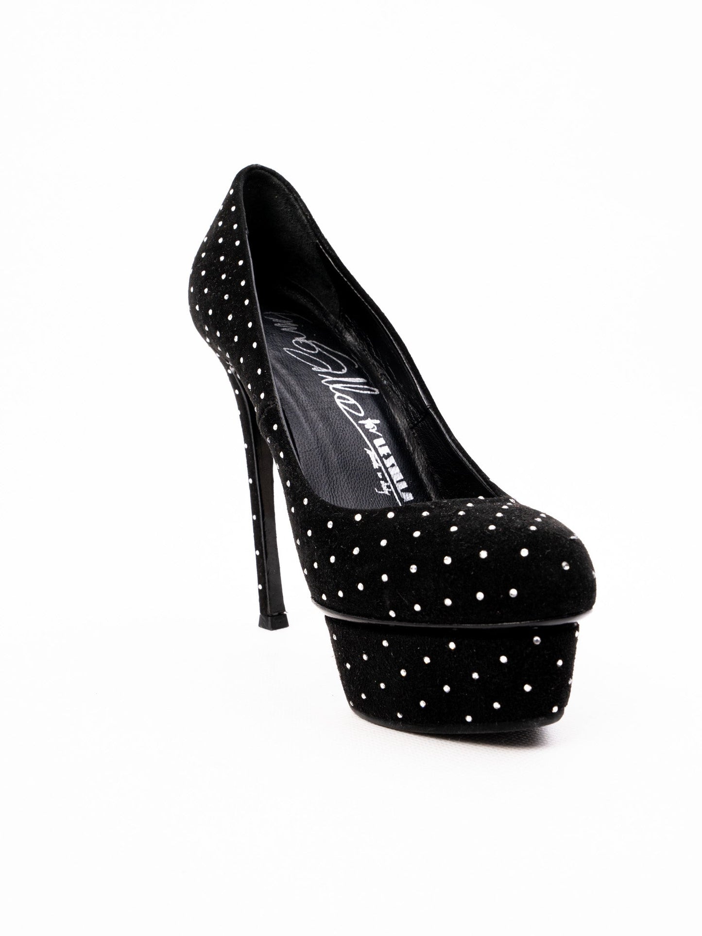 perfect lesilla black polka dot high-heeled platform shoes size 36