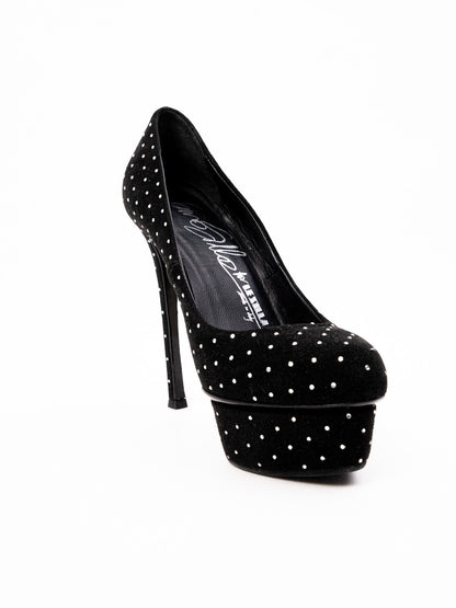 Perfect Lesilla Black Polka Dot High-Heeled Platform Shoes Size 36