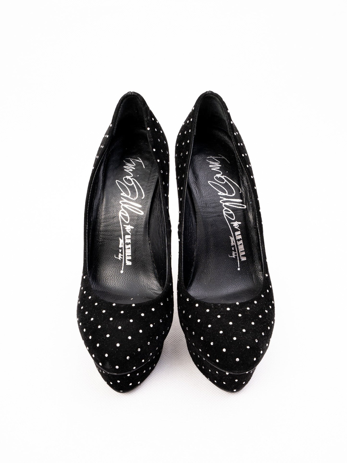 perfect lesilla black polka dot high-heeled platform shoes size 36