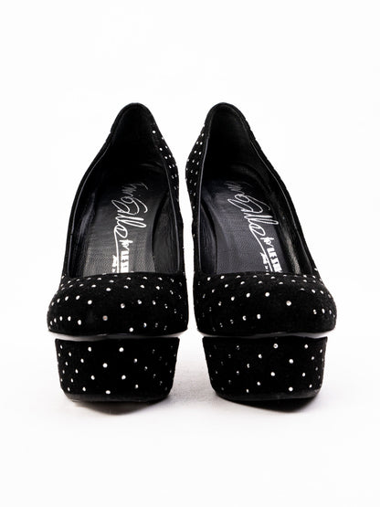 Perfect Lesilla Black Polka Dot High-Heeled Platform Shoes Size 36