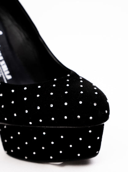 Perfect Lesilla Black Polka Dot High-Heeled Platform Shoes Size 36