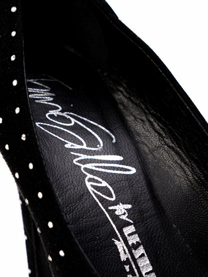 Perfect Lesilla Black Polka Dot High-Heeled Platform Shoes Size 36