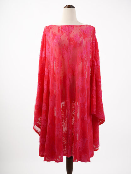 NEW Gianluca Capannolo Pink Silk Dress Size XL Floral Lace Design