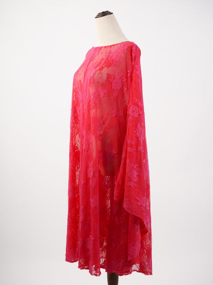 NEW Gianluca Capannolo Pink Silk Dress Size XL Floral Lace Design