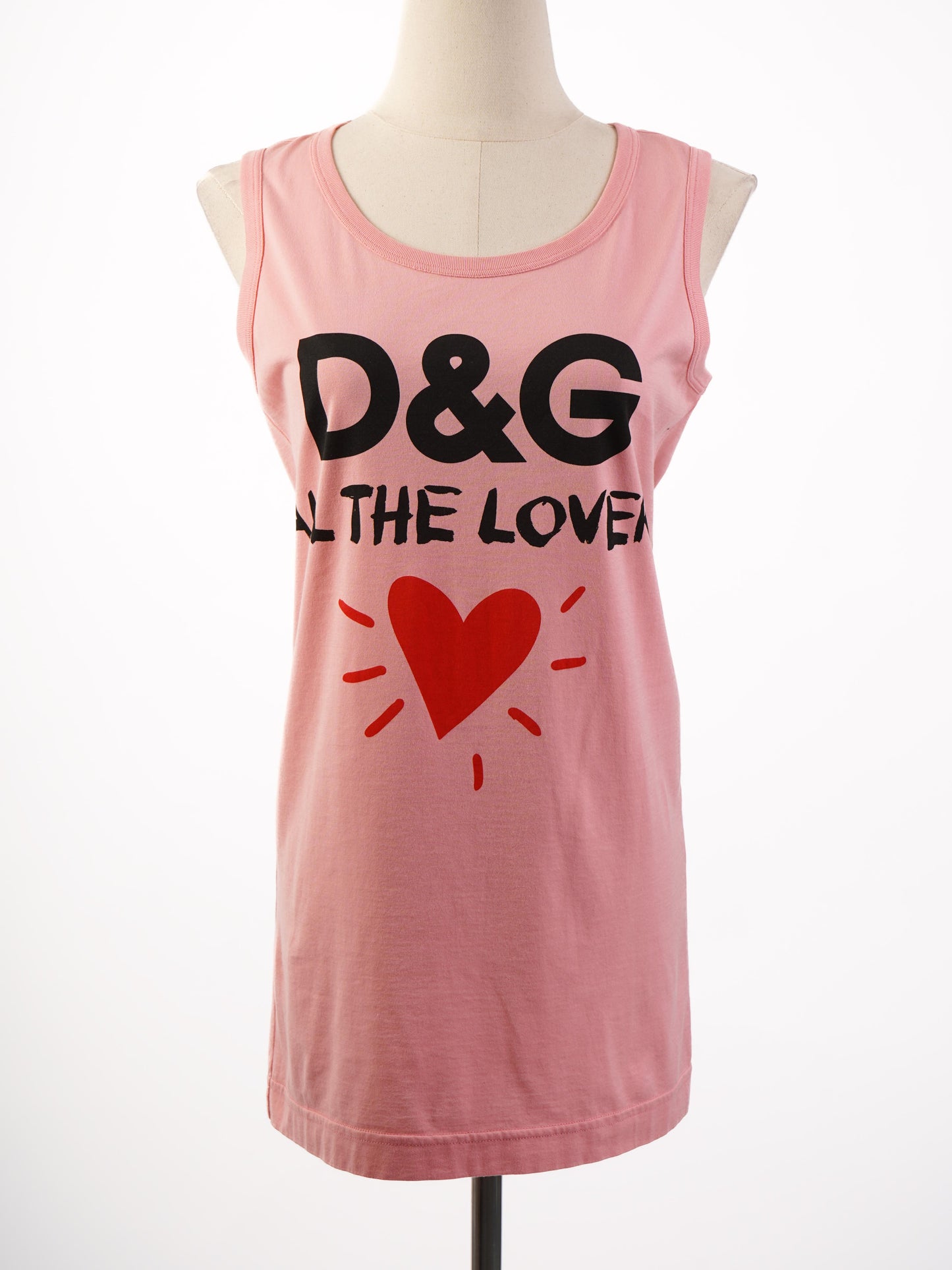 new dolce gabbana pink cotton top xxs 'd&g all the love'