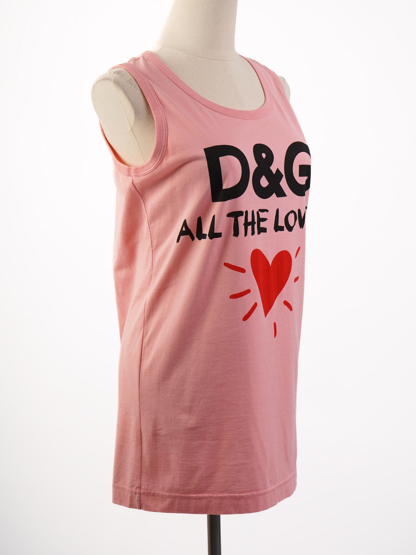 new dolce gabbana pink cotton top xxs 'd&g all the love'