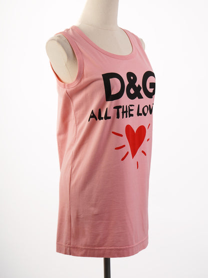 NEW Dolce Gabbana Pink Cotton Top XXS 'D&G ALL THE LOVE'