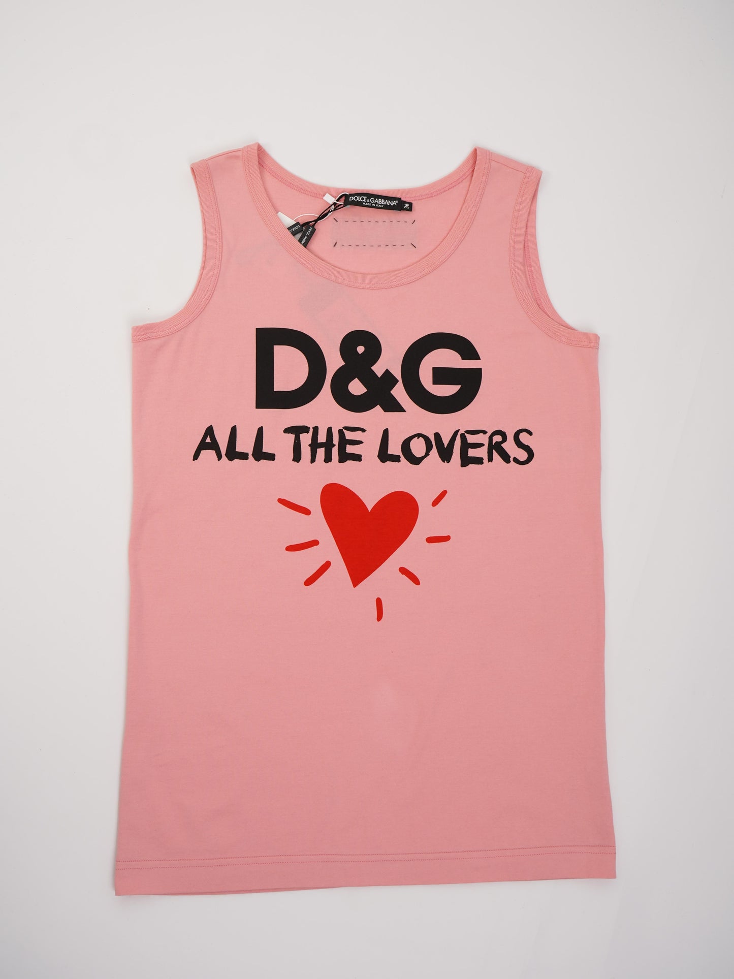 new dolce gabbana pink cotton top xxs 'd&g all the love'